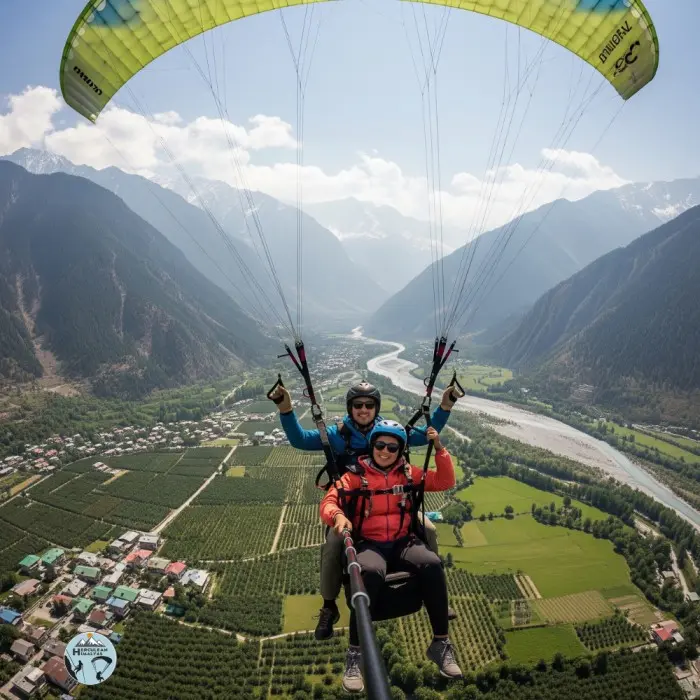 Adventure paragliding above Solang Valley in Manali, Himachal Pradesh